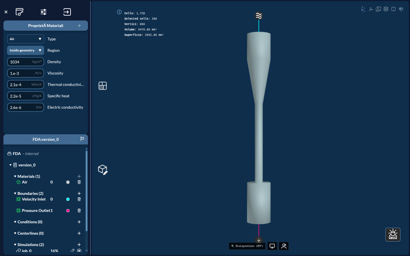 An engineering device (FDA nozzle) in the GView