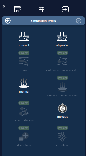Simulation Types panel